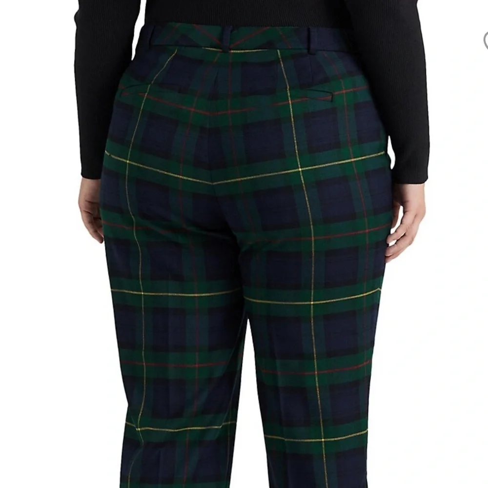 LAUREN Ralph Lauren Plus Size Plaid Pleated Twill Ankle Pants - Picture 4 of 14
